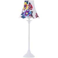 1 Light Stick Table Lamp with Floral Conical Shade - White
