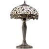 1 Light Tiffany Style Table Lamp with Multi Coloured Glass Shade - Antique Brass
