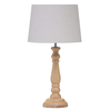 1 Light Traditional Style Table Lamp with Light Grey Drum Shade - Wood