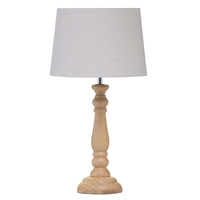 1 Light Traditional Style Table Lamp with Light Grey Drum Shade - Wood