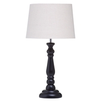 1 Light Traditional Style Table Lamp with Light Grey Drum Shade - Black