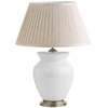1 Light Traditional Table Lamp with Cream Pleated Shade and Brass Foot - Cream