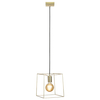 1 Light Wire Frame Ceiling Pendant - Brass