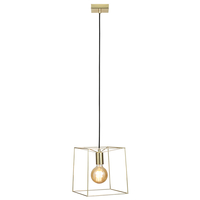 1 Light Wire Frame Ceiling Pendant - Brass