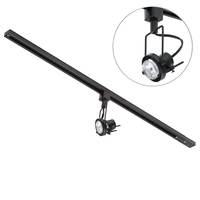 1 metre Track Light Kit with 1 Greenwich Heads and Halogen Bulbs - Black