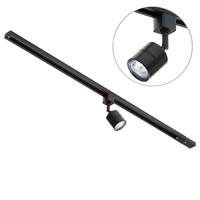 1 Metre Track Light Kit with 1 Soho Heads and Halogen Bulbs - Black
