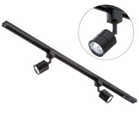 1 Metre Track Light Kit with 2 Soho Heads and Halogen Bulbs - Black
