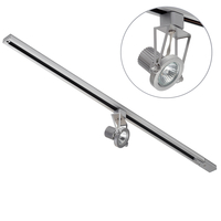 1 Metre Track Lighting with 1 Greenwich GU10 Fixture & Halogen Bulbs - Silver