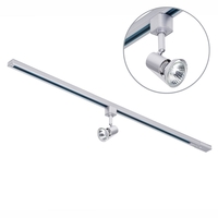 1 Metre Track Lighting with 1 Harlem GU10 Fixture & Halogen Bulbs - Silver