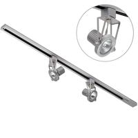 1 Metre Track Lighting with 2 Greenwich GU10 Fixture & Halogen Bulbs - Silver