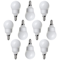 10 Pack of 7 Watt E14 Energy Saving CFL Mini Globe Light Bulb - White