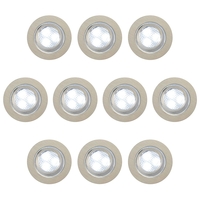 10 Pack of Circular Recessed Cool LED Kitchen Plinth and Outdoor Decking Light - Stainless Steel