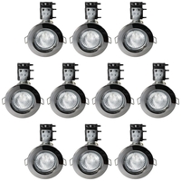 10 Pack of IP20 Fire Rated Recessed Downlighters with HAL Bulbs - Black Chrome