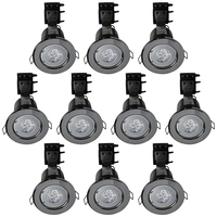 10 Pack of IP20 Fire Rated Recessed Downlighters with LED Bulbs - Black Chrome