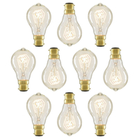 10 Pack of Vintage Filament 40 Watt B22 Bayonet Cap Light Bulb - Clear