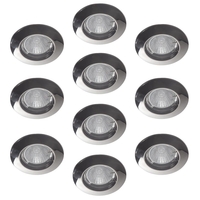 10 Pack Recessed Downlights With LED Bulbs - Black Chrome