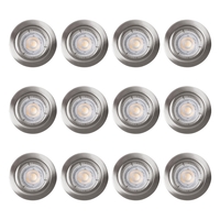 12 Pack of Diecast IP20 Rated Fixed Downlight with LED Bulbs - Brushed Chrome