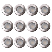 12 Pack of Diecast IP65 Rated Downlight with LED Bulbs - Brushed Chrome