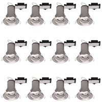 12 Pack of Fixed Fire Rated Downlighters - Brushed Chrome