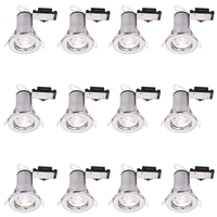 12 Pack of Fixed Fire Rated Downlighters with LED Bulbs - Chrome