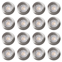 16 Pack of Diecast IP20 Rated Fixed Downlight with LED Bulbs - Brushed Chrome