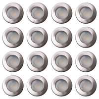 16 Pack of Diecast IP65 Rated Downlight with LED Bulbs - Brushed Chrome