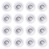 16 Pack of Diecast Tilt Downlight with LED Bulbs - White