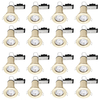 16 Pack of Fixed Fire Rated Cast Recessed GU10 Downlight with LED Bulbs - Brushed Brass