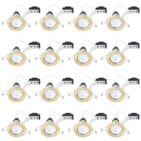 16 Pack of Fixed Recessed GU10 Downlight with LED Bulbs - Brushed Brass
