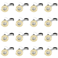 16 Pack of IP65 Rated Recessed GU10 Downlight with LED Bulbs - Brushed Brass