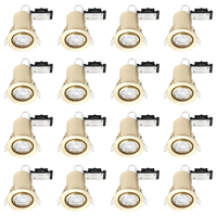 16 Pack of Tilt Fire Rated Recessed GU10 Downlight with LED Bulbs - Brushed Brass
