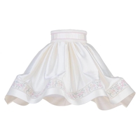 18 Inch Skirt Easy to Fit Shade with Floral Stripe & Pink Trim - Cream