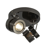 2 Light Telford Cylinder Ceiling Spotlight Plate - Black