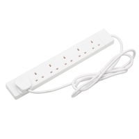 2 Meter 6 Plug 13 amp Extension Lead - White