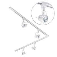 2 metre L Shape Track Light Kit with 4 Greenwich Heads and LED Bulbs - White
