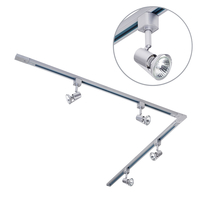 2 Metre L Shape Track Light Kit with 4 Harlem Heads and Halogen Bulbs - Silver