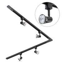 2 metre L Shape Track Light Kit with 4 Harlem Heads and LED Bulbs - Black