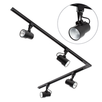 2 metre L Shape Track Light Kit with 4 Holborn Heads and Integrated LED - Black
