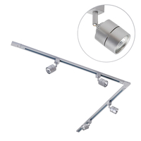 2 Metre L Shape Track Light Kit with 4 Soho Heads and LED Bulbs - Silver
