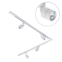 2 metre L Shape Track Light Kit with 4 Soho Heads and LED Bulbs - White
