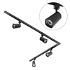 2 metre L Shape Track Light Kit with 4 Strand Heads and Integrated LED - Black