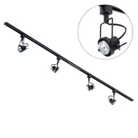 2 metre Track Light Kit with 4 Greenwich Heads and LED Bulbs - Black
