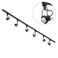 2 metre Track Light Kit with 6 Greenwich Heads and LED Bulbs - Black