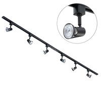 2 metre Track Light Kit with 6 Harlem Heads and LED Bulbs - Black