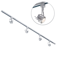 2 Metre Track Lighting with 4 Greenwich GU10 Fixture & Halogen Bulbs - Silver