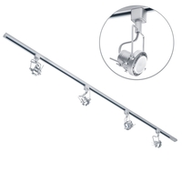 2 Metre Track Lighting with 4 Greenwich GU10 Fixture & LED Bulbs - Silver