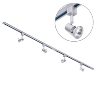 2 Metre Track Lighting with 4 Harlem GU10 Fixture & LED Bulbs - Silver
