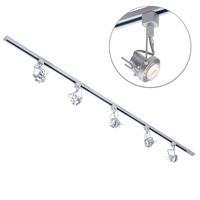 2 Metre Track Lighting with 5 Greenwich GU10 Fixture & Halogen Bulbs - Silver