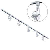 2 Metre Track Lighting with 5 Greenwich GU10 Fixture & LED Bulbs - Silver