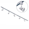 2 Metre Track Lighting with 5 Harlem GU10 Fixture & Halogen Bulbs - Silver